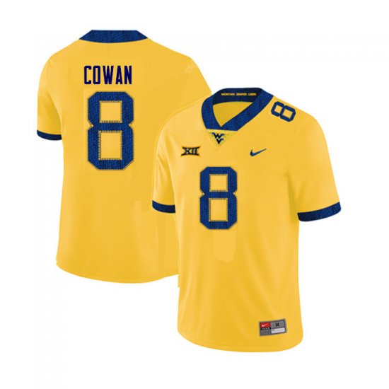 Men's West Virginia Mountaineers NCAA #8 VanDarius Cowan Yellow Authentic Nike Stitched College Football Jersey DL15Q11YI